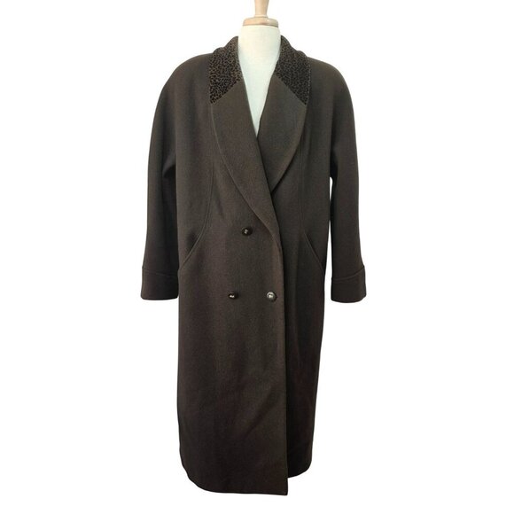 Donnybrook 80s Wool Coat Sz 10 Brown Animal Print Collar AS IS Costume Piece VTG - Picture 7 of 14